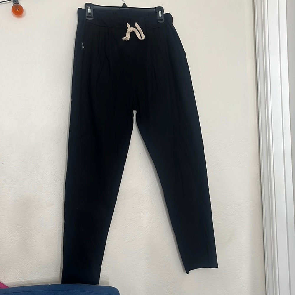 🎀 NWOT Black thin linen pants sweatpants adjustable waist